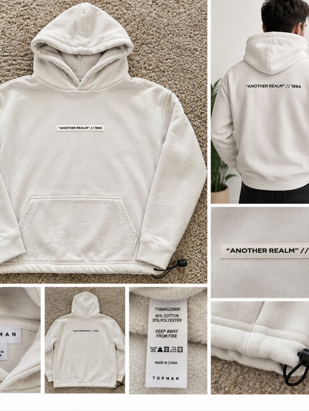 Topman Cream Pullover Hoodie with Minimal Logo